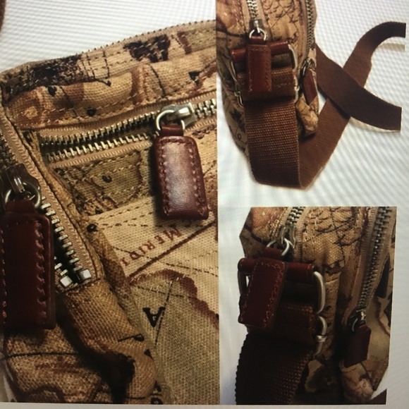 FOSSIL Rare Vintage Map Leather Crossbody Bag - Picture 6 of 8